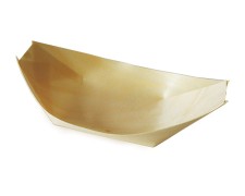 Fingerfood-Schale aus Holz schiffchenförmig 25 x 11 cm,  50 Stk.