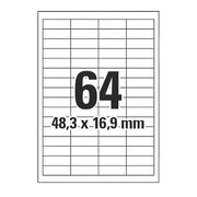 Etiketten Labels selbstklebend weiß 48.3 x 16.9mm auf DIN A4, 6400 Stk.