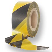 Absperrband STANDARD gelb schwarz gestreift 25 my 75 mm breit 500 m 100 % Rezyklat