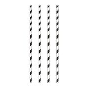 Trinkhalme aus Papier schwarz gestreift 6mm 21cm, 100 Stk.