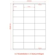 Etiketten Labels selbstklebend wei 70 x 41mm auf DIN A4, 2100 Stk.