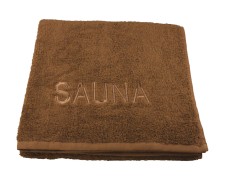 Saunatuch Wellnesstuch mit Stickerei Sauna 60°waschbar 70x200cm dunkelbraun