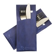 Pochetto Bestecktaschen 200x85mm blau marmor inkl. Serviette,  50 Stk.