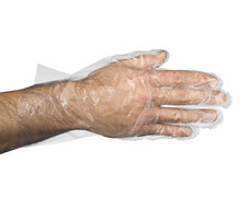 Einweghandschuhe aus PE transparent gehämmert in Spenderkarton Größe L, 500 Stk.