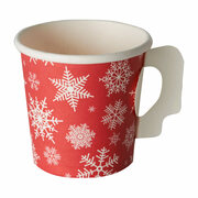 Henkelbecher Kaffeebecher rot, Wintertime Schneeflocke, 100 ml,  25 Stk.