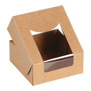 Bio Food Box Snackbox mit Deckel und Sichtfenster aus PLA 12 x 12 x 5cm, 25 Stk.