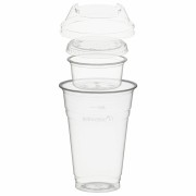 BIO Trinkbecher 400ml + Domdeckel+ 90ml Einsatzbecher stapelbar PLA, 100 Stk.
