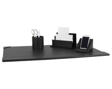 PAVO Premium Büroset Schreibtischset schwarz Kunstleder 70x45cm schick 4-teilig