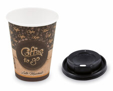 Kaffeebecher L Latte Macchiato mit Trinkdeckel schwarz 350 ml 420 ml 100 Stk.