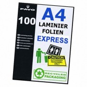 PAVO EXPRESS-Laminierfolien A4, 216 x 303mm, 2x  75/80 mic,  100 Stk.
