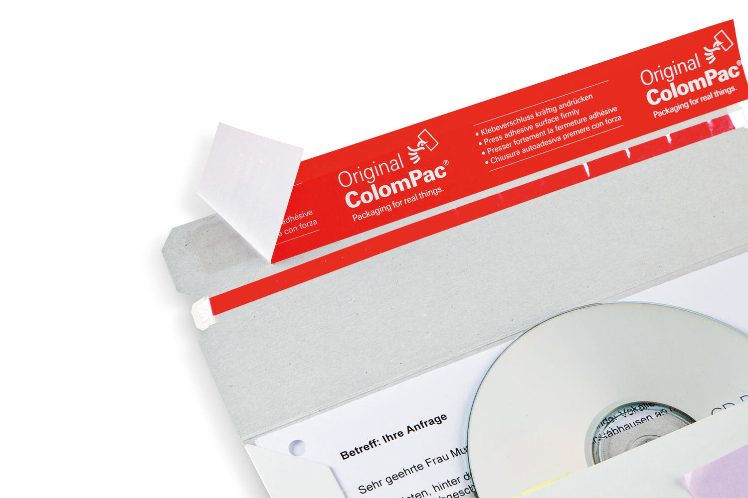 ColomPac Versandtaschen mit Querbefllung 322 x 227 x -30 mm Vollpappe Selbstklebeverschluss Aufreifaden wei
