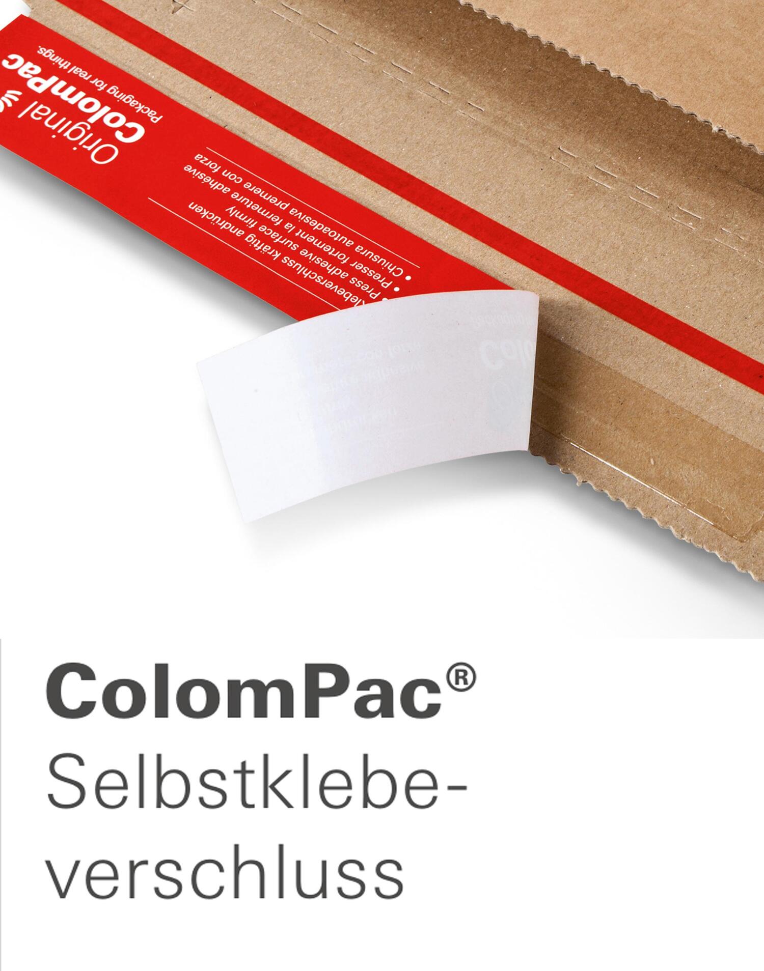 ColomPac Universalverpackung Wickelverpackung starke B-Welle 198 x 135 x -63mm mit Selbstklebeverschluss & Aufreifaden