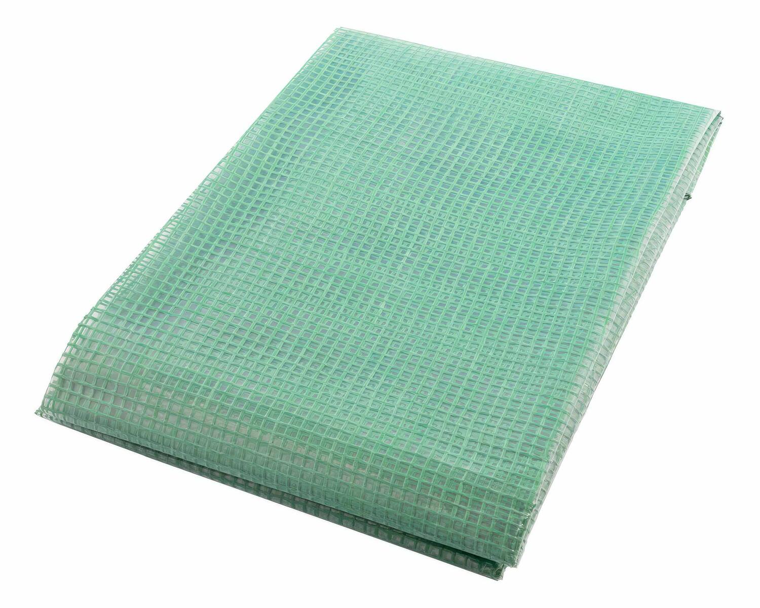 Gitterplane 4,00 x 10,00 m transparent mit grnem Gitter 250 g/m mit Nagelrand verstrkt gefaltet UV-stabil