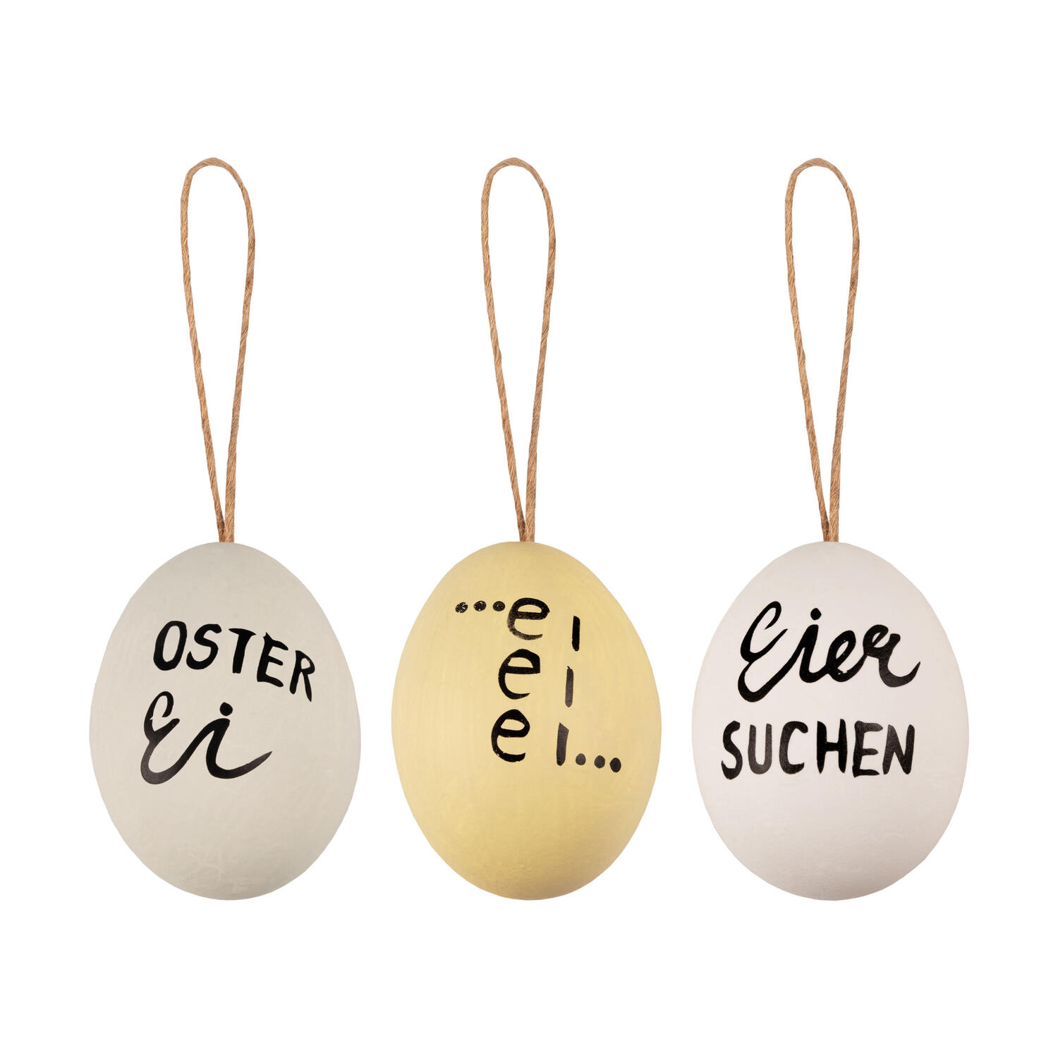 Ostereier Kunststoff  Statement Naturecht wei�/creme/mint 6 cm, 6 Stk.