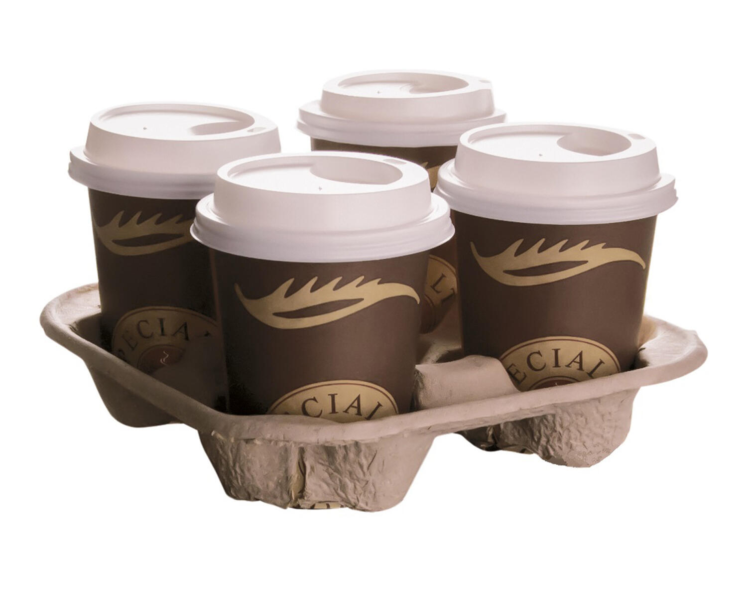 Getrnkehalter Tragetablett Becherhalter 4 Becher Coffee to Go 21x21cm,  90 Stk.