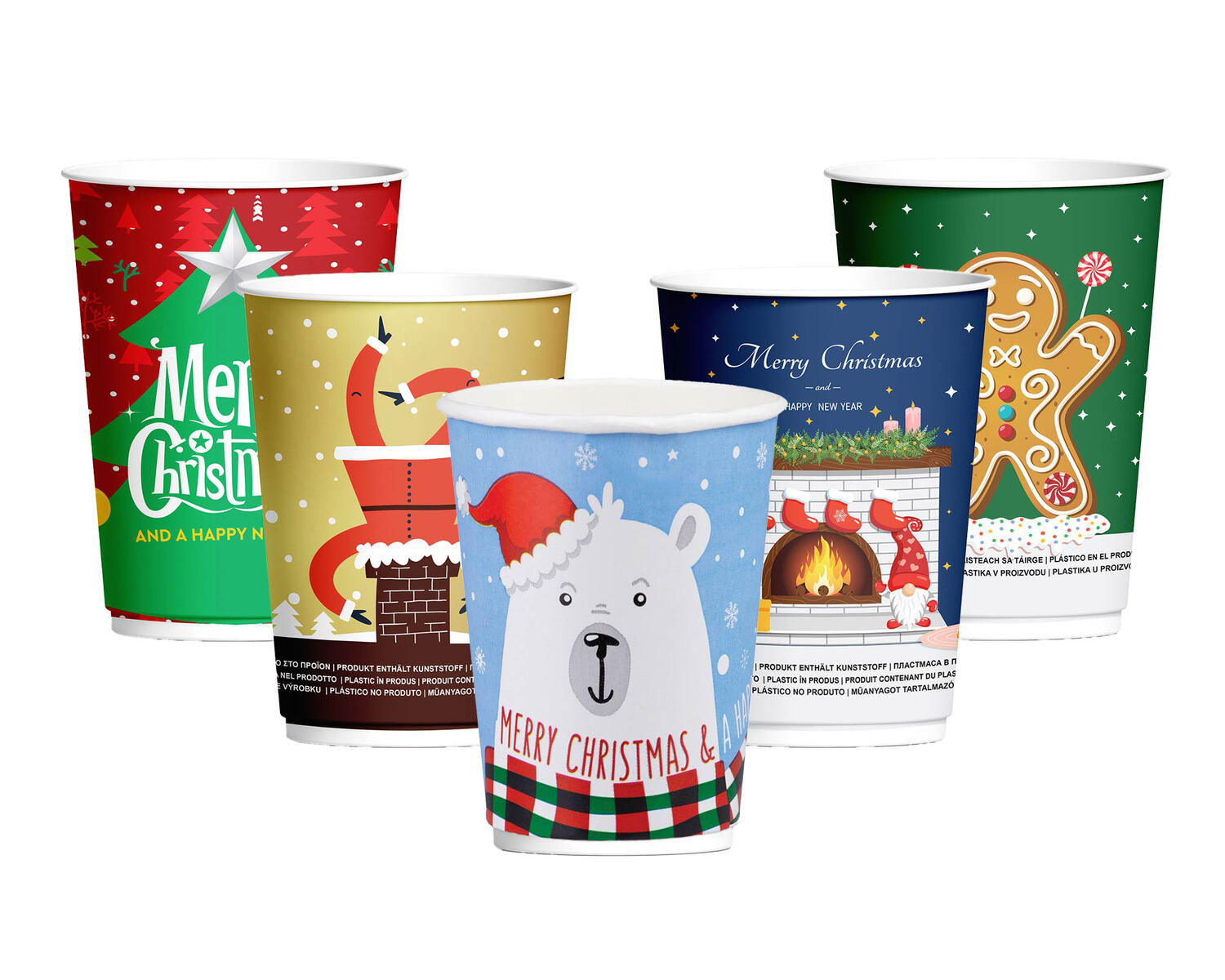 Pappbecher Heigetrnkebecher doppelwandig WEIHNACHTSMIX 200ml (max 270ml), 25 Stk.