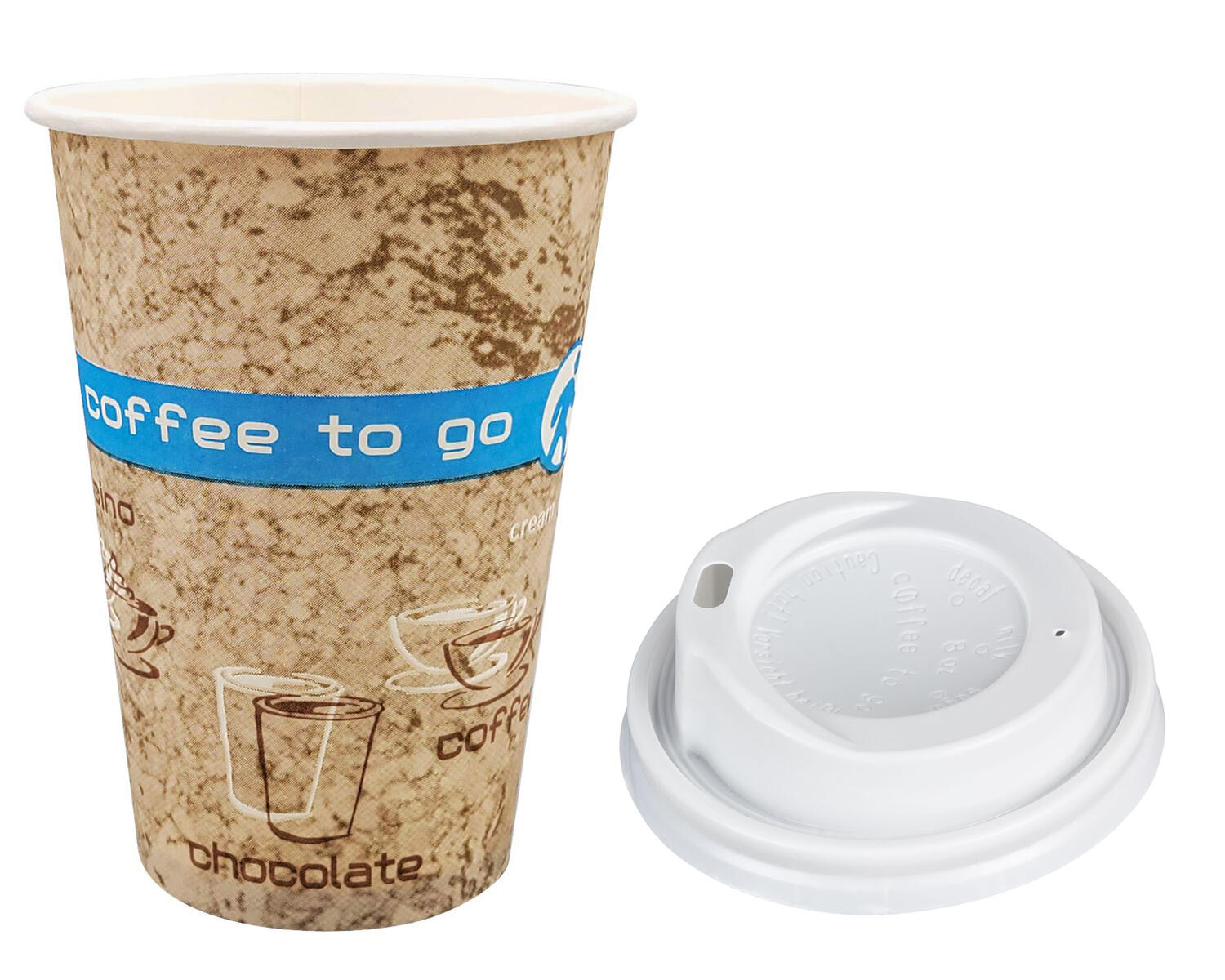 Kaffeebecher Coffee ToGo DREAMS mit Deckel wei 300 ml hoch + schmal  50 Stk.