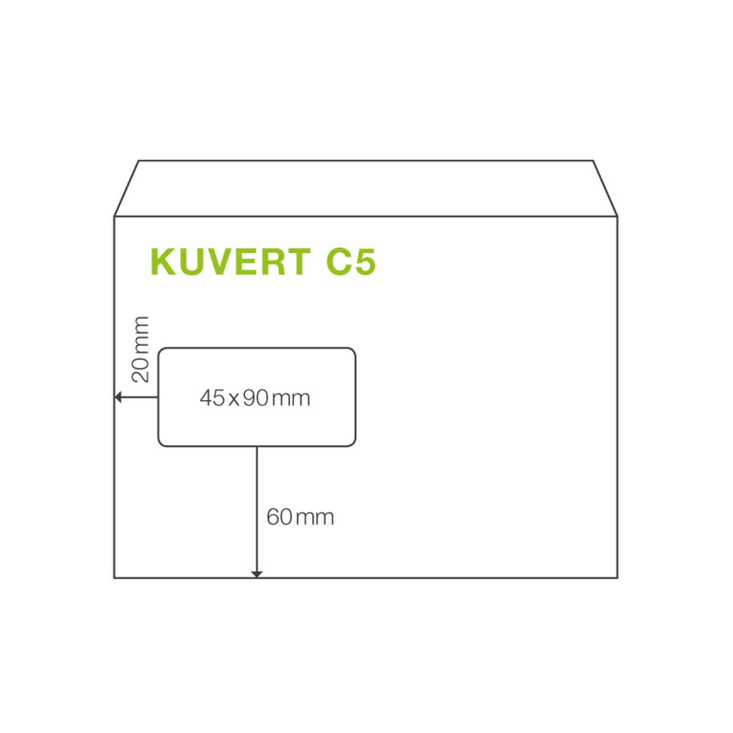 KI Fensterkuvert C5 162x229mm wei, 90 gr. Haftstreifen, 50 Stk.