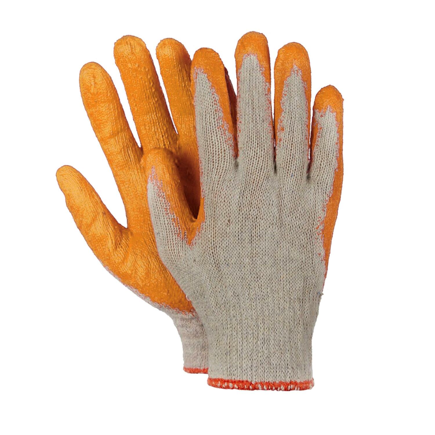 Arbeitshandschuhe, Montagehandschuhe Baumwolle Latex Gre L-9 orange 10 Paar