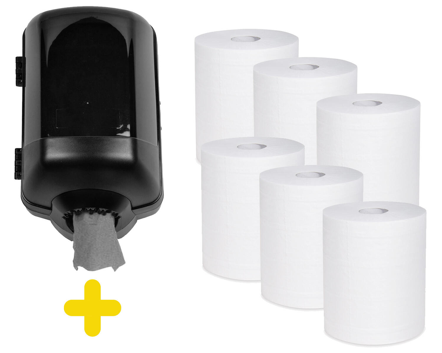Handtuchspender schwarz Set für Papierrollen mit Innenabwicklung inkl