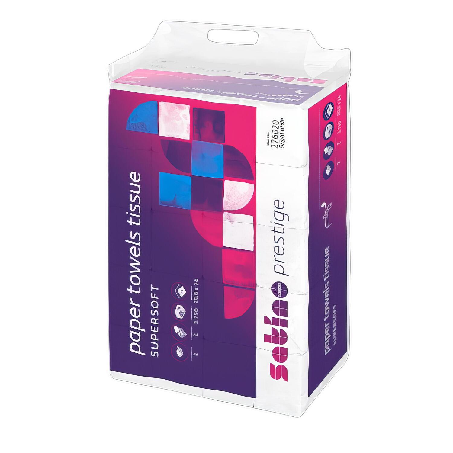 Satino Prestige Falthandt�cher, System PT2, 20,6x24cm, 2-lagig 25 x 150 Stk = 3750 St�ck - Interfold, wei�