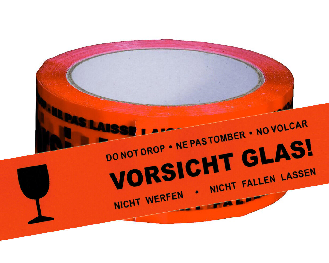 Packband Klebeband 50mmx66m Low Noise mit Aufdruck VORSICHT GLAS