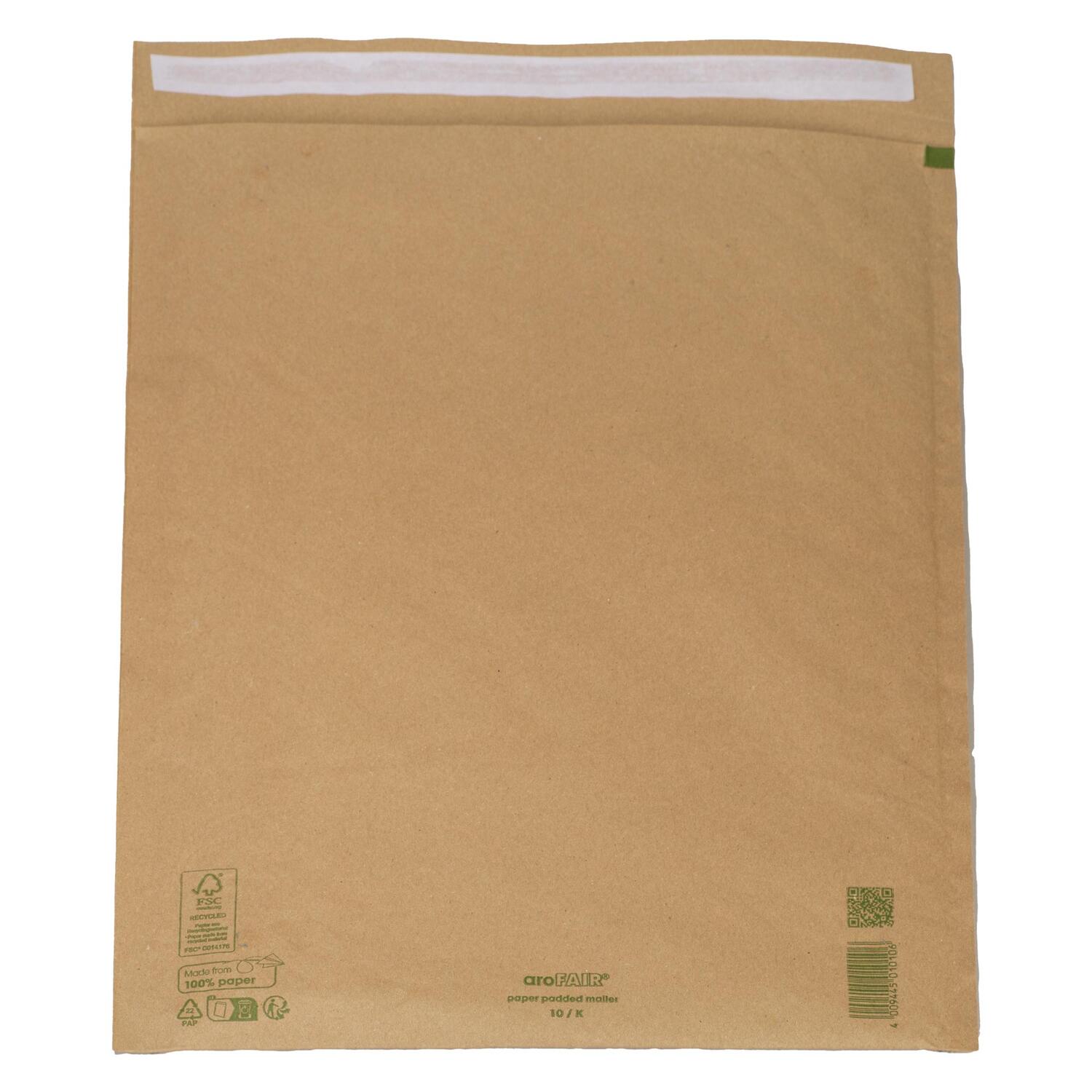 AROFAIR Papierpolstertaschen 370x480+50mm 100% Recycling, Ersatz fr Luftpolstertaschen