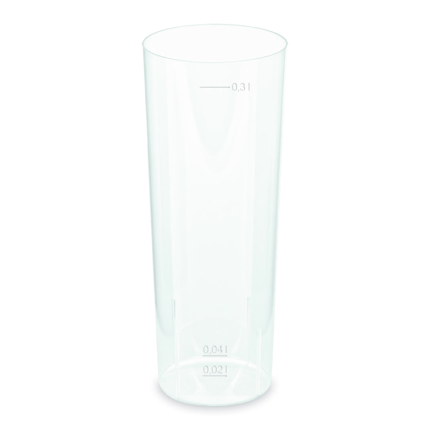 Mehrwegbecher Longdrink transparent PP Eichstriche 2 cl 4cl 0,3l, 10 Stk.