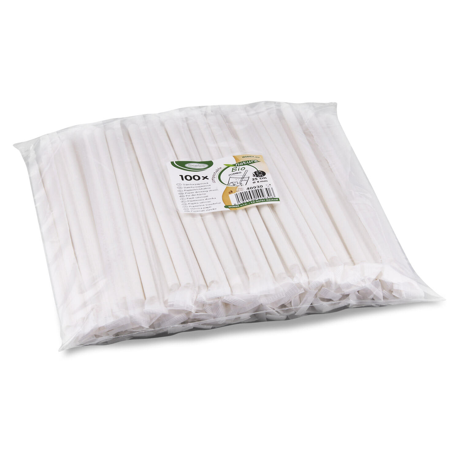 Papiertrinkhalme Trinkhalme aus Papier wei einzeln gehllt 25cm  8 mm 100 Stk.