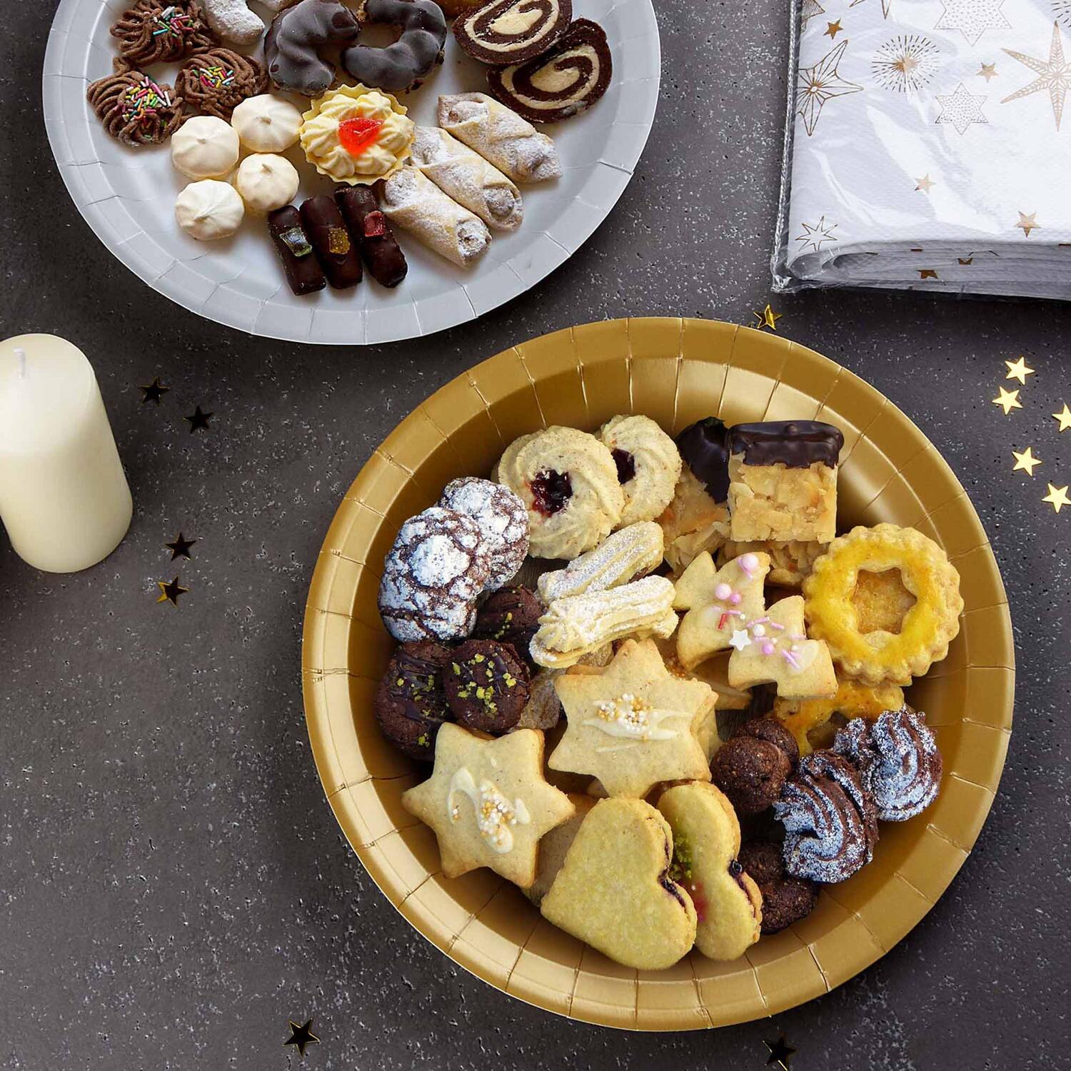 Pappteller FSC Mix silber rund �23cm, 10 Stk.