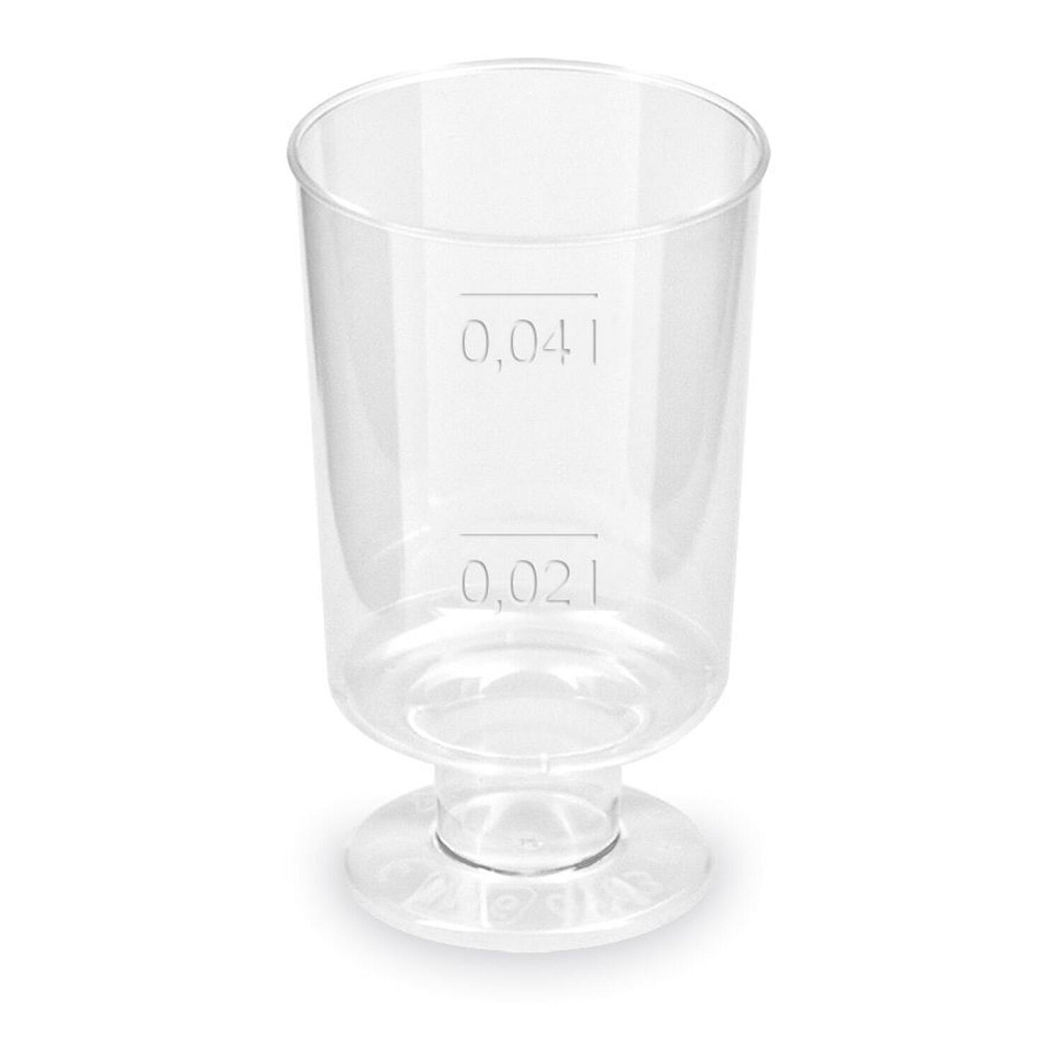 Schnapsglas mit Fu Premium glasklar Shotglser mit Eichstrich 2cl/4cl, 20 Stk.